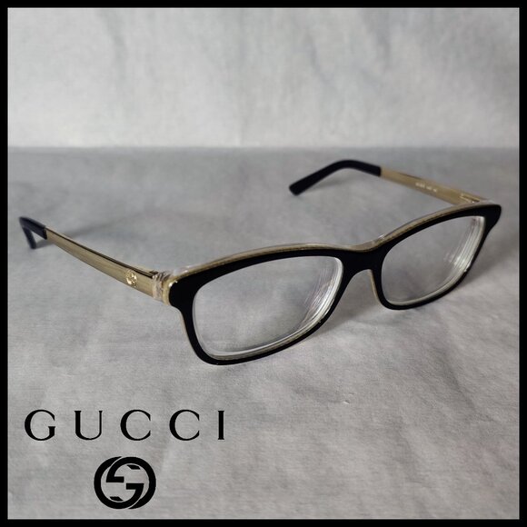 Gucci GG3678 Eyeglasses Black & Gold FRAMES ONLY 52-15-140 Made in Italy - Picture 1 of 11